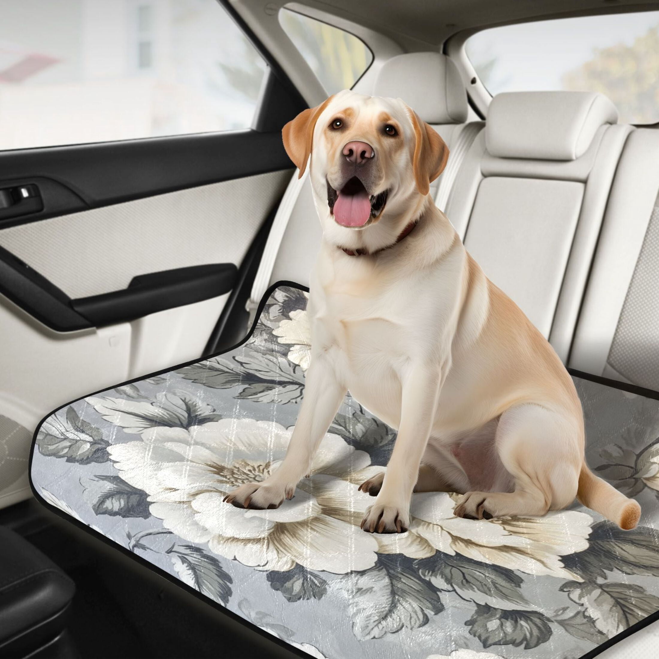 Qxltty White Peony Pattern Cat litter Pads Pet Set of 3 Diaper Mats Center Anti-leakage Layer Absorbent Soft and Comfortable