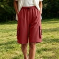 thumbnail image 6 of XYAIYT Womens Cargo Shorts with Multi-Pockets Knee Length Elastic Waist Short Pants for Hiking Outdoor Summer, 6 of 6
