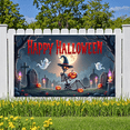 thumbnail image 4 of Orange Theme Halloween Banner Witch Hat Skull Decoration Fabric Material for Halloween Party Outdoor Decoration Indoor Decoration, 4 of 9