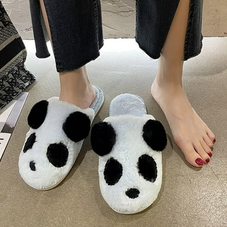 

uikmnh Warm Slippers Household Plush Women Cotton Slippers Warm Indoor Cute Animals Cartoon Panda Floor Mops 6