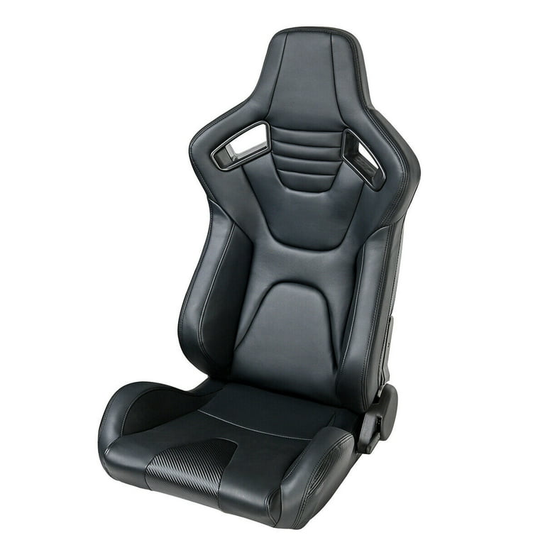 Racing Seats,1 Pair Bucket Seats with Dual Lock Sliders,PVC Leather Racing  Seats,Reclining Design & Front-Back Adjustable Seats,Black 