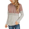 thumbnail image 1 of Women's Color Block Hoodies Fall Long Sleeve Sweatshirt Casual Drawstring Pullover Tops Striped Tunic Shirts, 1 of 5