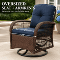 thumbnail image 3 of 3-Piece Outdoor Swivel Rocking Chairs Set, Weather-Resistant Patio Furniture for Porch Backyard Poolside, with Coffee Table & Thick Cushions, Easy Assembly, Wicker 360° Swivel Rocker Bistro Set, 3 of 9