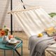 thumbnail image 2 of Double Hammock with Tassels, Solid Wood Struts, Suitable for Indoor, Yard and Outdoor, White, 2 of 5