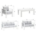 thumbnail image 3 of Heynemo 6 Pcs Patio Furniture Set Aluminum Conversation Set Outdoor Sofa with Coffee Table and Thick Cushion,White, 3 of 7