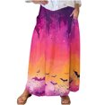 thumbnail image 2 of WXLWZYWL Womens Halloween Dress Plus Size Halloween Candy Corn Cones Women Printed Elastic Waistband Pleated Pocket Skirt with Mid Calf Skirt, 2 of 5