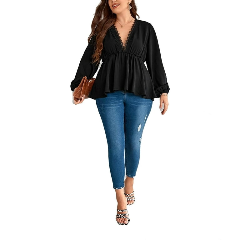 deep v peplum top