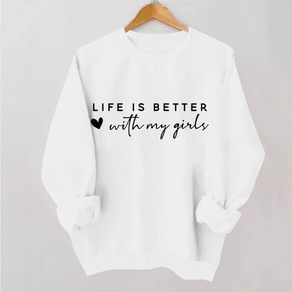 Goodtrade8 Womens Long Sleeve Shirts Pullover Gifts for Girlfriend Sweatshirts Graphic Valentine's Days Love Heart Cute Tops for Women Crewneck