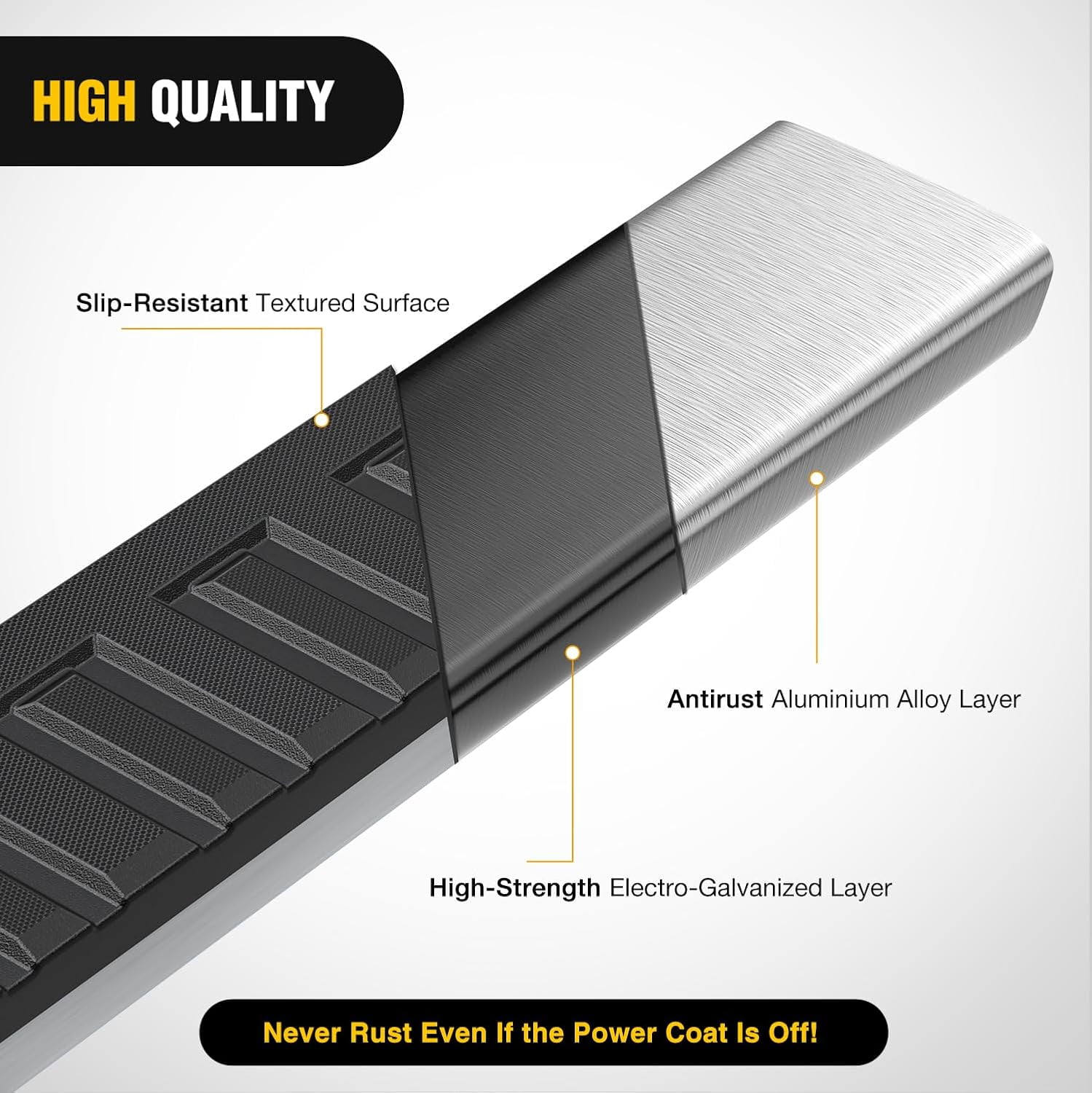 Nilight Running Boards for 2007-2018 Chevrolet Silverado GMC Sierra 1500HD 2007-2019 Chevy Silverado GMC Sierra 2500HD 3500HD Regular Standard Single Cab 6 Inch Side Step Nerf Bars Stainless Steel