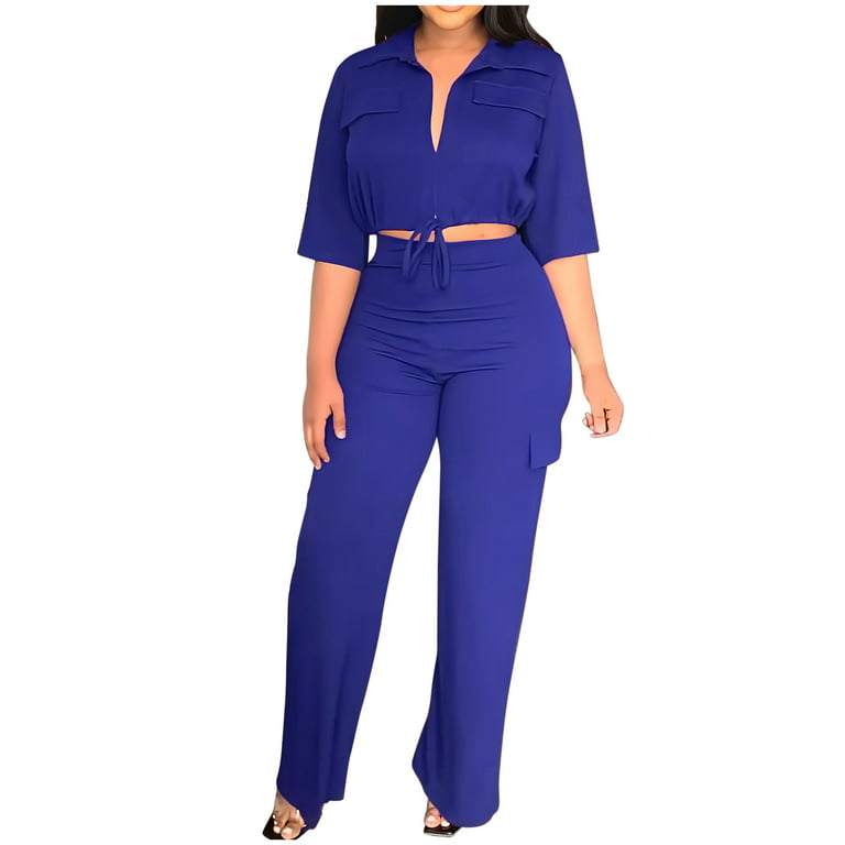 Sexy Woman Set Royal Blue Top With Sleeves Plus Size Two Piece Sets Womens  Outifits Tight Pant Suits Wholesale Dropshipping - Plus Size Sets -  AliExpress