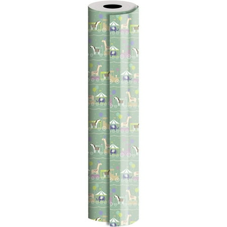 JAM Industrial Bulk Wrapping Paper, 1/Pack, Baby Train Metallic Gift Wrap, 834 Sq Ft (1/2 Ream)