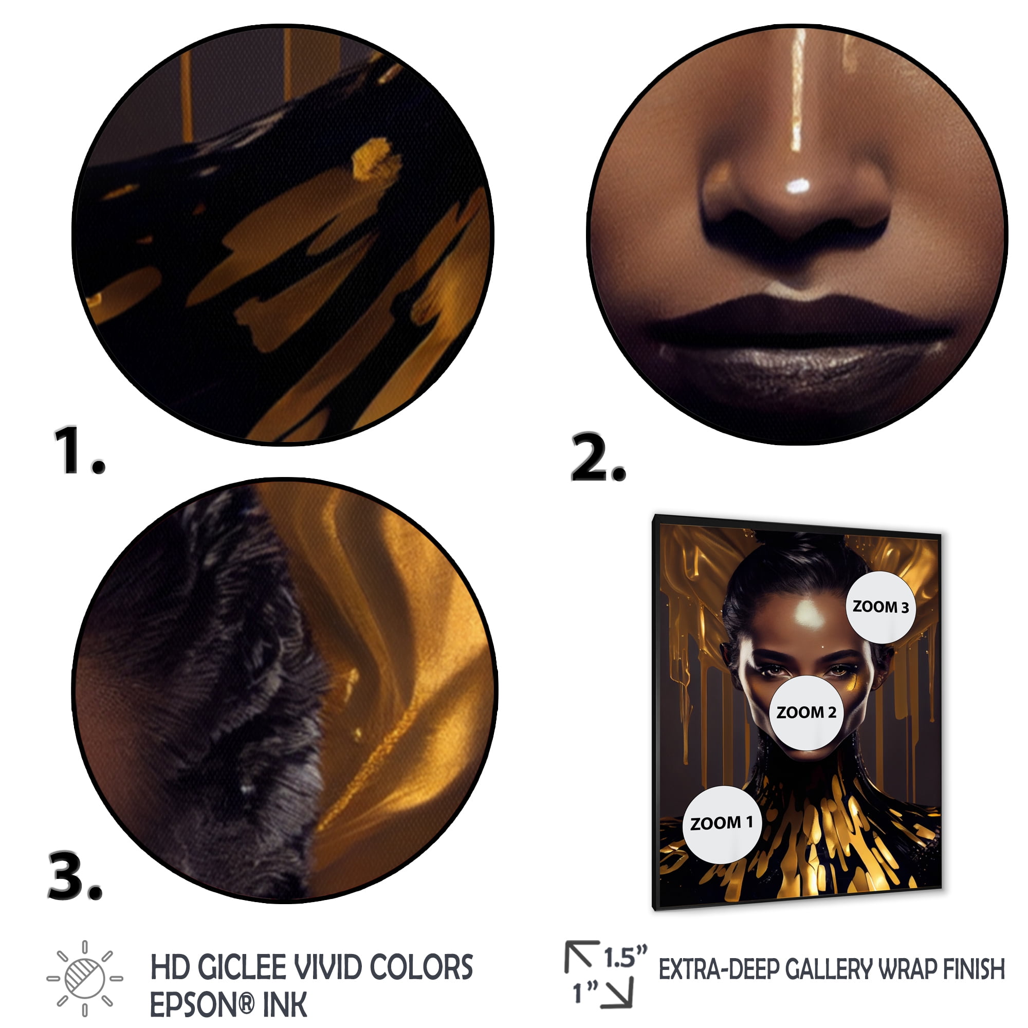 Designart Sensual Liquid Gold Woman III Framed Wall Art