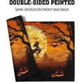thumbnail image 5 of Halloween Witch Linen Placemats Set of 4 12x18 Inch Bat Castle Pumpkin Table Mat Heat-Resistant Washable Wipeable Place Mat for Party Kitchen Dining Home Decor, 5 of 6