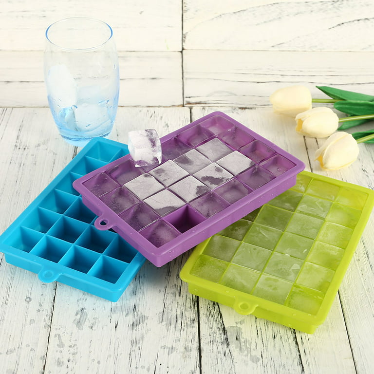 Flexible Silicone Ice Cube Trays 4 / 6 / 8 Square Cubes per Tray