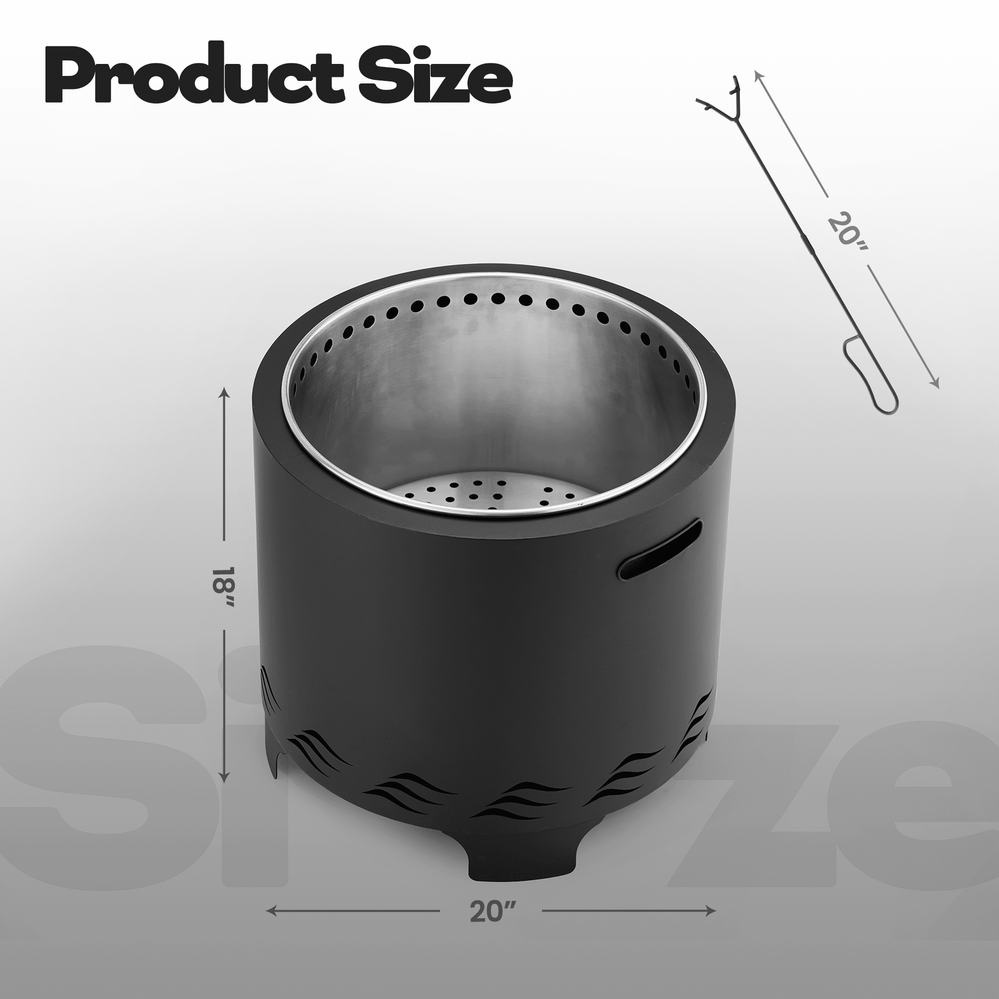 Naipo Smokeless Fire Pit, 20" Portable Stainless Steel Outdoor Fire Pit for Patio Camping, Portable Fire Pit Burning Wood, Particles, Lightweight Fireplace Burning Firepit Ideal for 2-4 People 20lbs