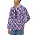 thumbnail image 3 of Uemuo Skull Flower Blue for Men's Fashion Full-zip Hoodies & Sweatshirts with Kangaroo Pocket, Zip-up Hooded Sweatshirt, Moisture Wicking & Breathable-Medium, 3 of 5