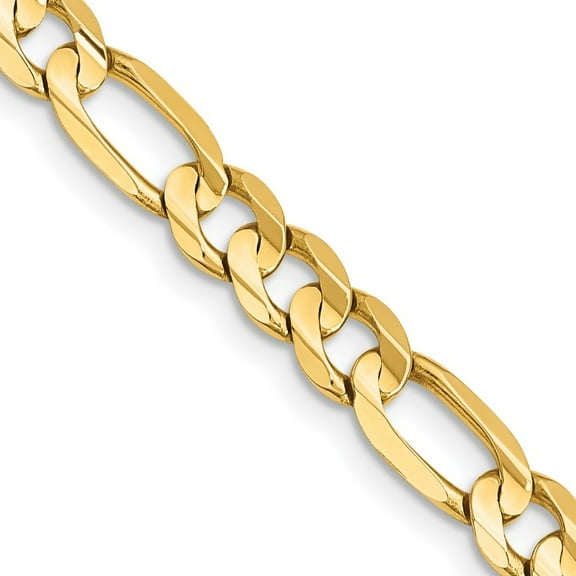 Auriga Fine Jewelry 14K Yellow Gold 7.5mm Open Figaro Chain Necklace 18inch for Women