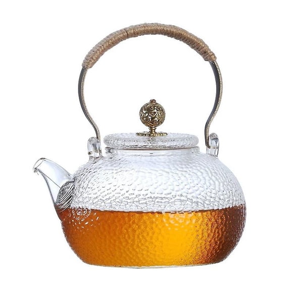 Théière en Verre, Bouilloire en Verre Borosilicate, Poignée Anti-Brûlure, et Couvercle en Verre Théière compatible Cuisinière, Cuisinière Électrique, et Théière Fleurie_cadeau de g