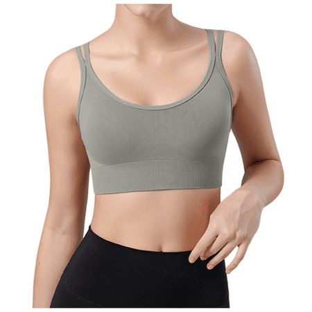 Fulorrnie Bras for Women Plus Size Wirefree Supportive Comfort Seamless Yoga Sports Workout Gym No Show Bralette Bra Green 34