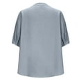 thumbnail image 6 of JGGSPWM Women's Linen Embroidered V-Neck Tunic with Elbow Sleeves Blouse Tops Blue L, 6 of 7