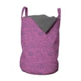 thumbnail image 1 of Floral Laundry Bag, Monotone Flowers and Leaves Illustrated by Hand Botanical Plantation Artwork, Basket with Handles Drawstring Closure for Laundromats, 13" x 19", Charcoal Grey Pink, by Ambesonne, 1 of 4