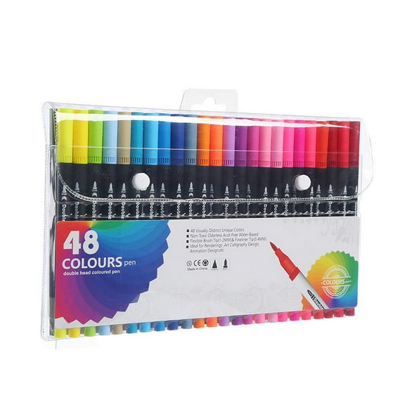 ERDOUY Dual Tip Brush pen, Watercolor Pen Set, 48 Color Double Ended Painting Pen, Fine line art Marker pen, Water Based Highlighter, Used for Outline, Drawing, Calligraphy and Coloring Books.