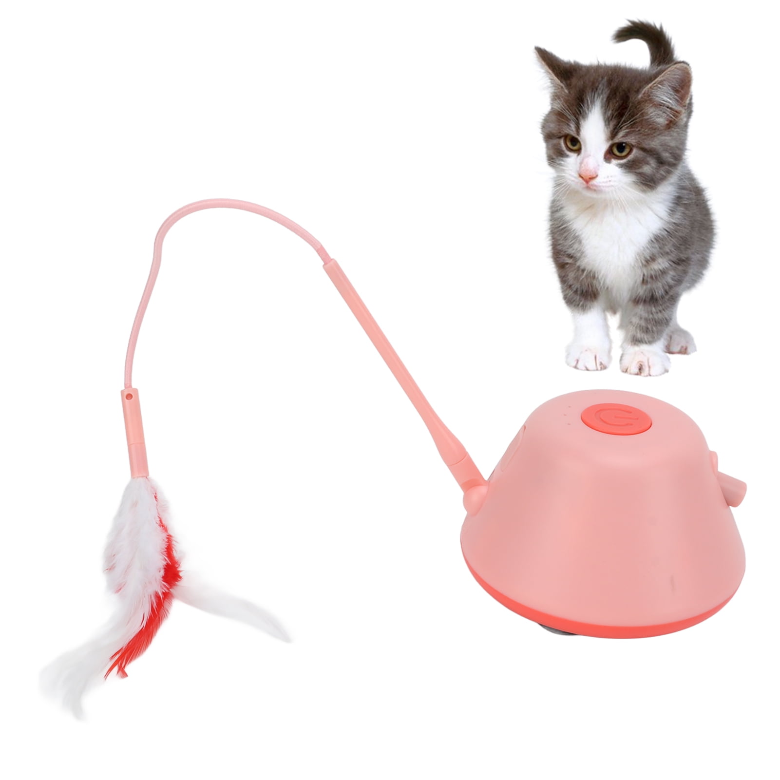 Yajisi Automatic Cat Toy Interactive 3 Modes LED Moving Electric Kitten Feather Toy for Indoor Cats, Pink, Built-in Battery, 5.12 inches / 13 cm