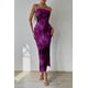 thumbnail image 3 of Vestido PRETTYGARDEN Maxi Bodycon Strapless Floral Morado Talle L, 3 of 7
