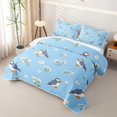 thumbnail image 3 of Castle Fairy Soft Simple Pastel Puffin Daisy Quilt Full,Tiny White Bloom Light Blue Repeat Pattern Full Bedspread Sets,Sky White, 3 of 7