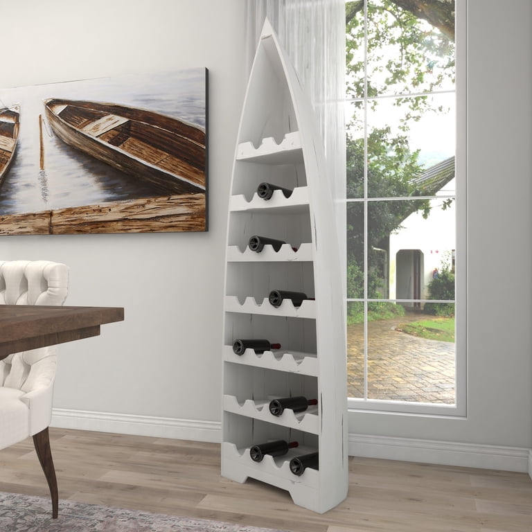 G6 COLLECTION Wooden Dolphin Wine Rack - Hand Carved Hibiscus Wood, 12" Tall, Rustic Home Decor Bottle Holder
