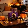 thumbnail image 2 of Halloween Reusable Grocery Tote Bag, Aesthetic Shopping Shoulder Handbag Foldable Non-woven Present Gift for Cookies Candy (Purple), 2 of 6