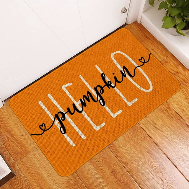 Fall Thanksgiving Decorative Farmhouse Doormat Autumn Plaid Indoor Floor Mat Low Profile Entryway Rug