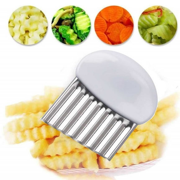 SSZMDLB Potato Cutter Wavy French Fries Cutter, Stainless Steel Kitchen Gadget Vegetable Fruit Cutting Tool for Home Restaurant, Wavy Edged Potato Slicer, French Fry Maker
