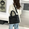 thumbnail image 3 of duhgbne tote bag for women quilted handbag lightweight winter down cotton padded shoulder bag down padding, 3 of 5