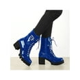 thumbnail image 6 of BLISSFUL STEP Women's Chunky Heel Zip Platform Block Combat Boots Blue 10, 6 of 8