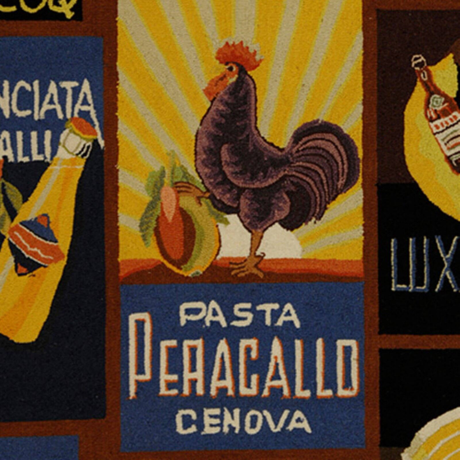 Safavieh Chelsea Vintage Poster Rooster Black Wool Runner 2' 6 x 6' 