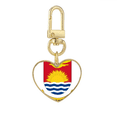 thumbnail image 1 of Kiribati Oceania National Emblem Gold Heart Keychain Metal Keyring Holder, 1 of 3
