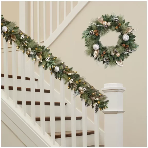 Pre Lit Decorated Garland White/Gold 2.74M 1785060