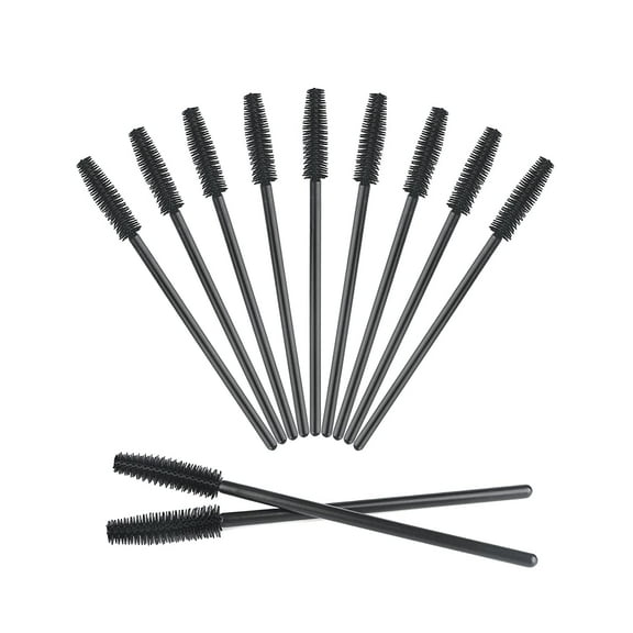 50PCS Silicone Disposable Mascara Wand, Tower-shape Silicone Spoolie Black, Soft Lash Spoolies Brush for Eyelash Extensions, Lift and Brow (Black)