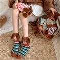thumbnail image 2 of Fluffy Cozy Plush Soft Slipper Socks for Fall Winter Gifts Warm Sleeping Home 5/6 Pairs, Tan, 6-11, 2 of 5