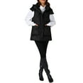 thumbnail image 2 of INSPIRE CHIC Women's Vest Winter Coat Hooded Zip Up Mid Long Sleeveless Quilted Padded Jacket S Black, 2 of 6