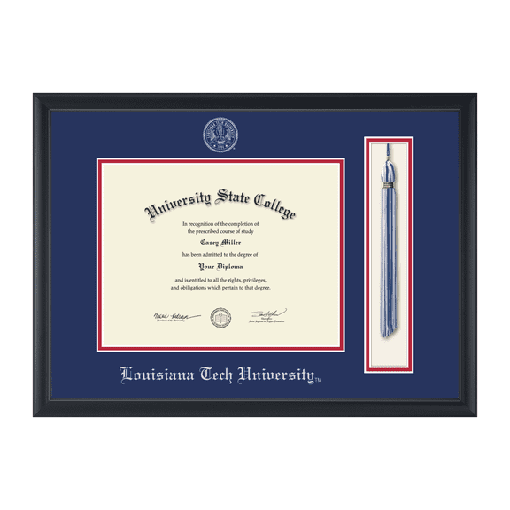 Framerly - LA TECH Tassel Diploma Frame with Royal Blue and Red Mat