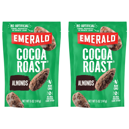 Emerald Nuts, Cocoa Roast Almonds, 5 oz Resealable Bag (Pack of 2)