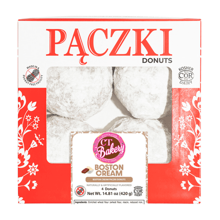 Boston Cream Flavored Powdered Paczki Donut, 4 Count, 14.81 oz