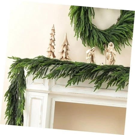 SKYSONIC Artificial Norfolk Pine Garlands, 2 Pieces 6 Ft Touch Garlands, Winter Greenery Christmas Garlands for Mantle, Table, Wall, , Indoor (6 FT, 2
