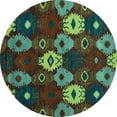 thumbnail image 1 of Ahgly Company Indoor Round Abstract Turquoise Blue Modern Area Rugs, 4' Round, 1 of 4