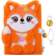 thumbnail image 1 of Zorro Diario para niñas con candado y llaves, Cuaderno diario de peluche para niños, Diario de bloqueo con 160 páginas rayadas para escribir dibujos, Regalos de cumpleaños para niñas Xtellar naranja, 1 of 4