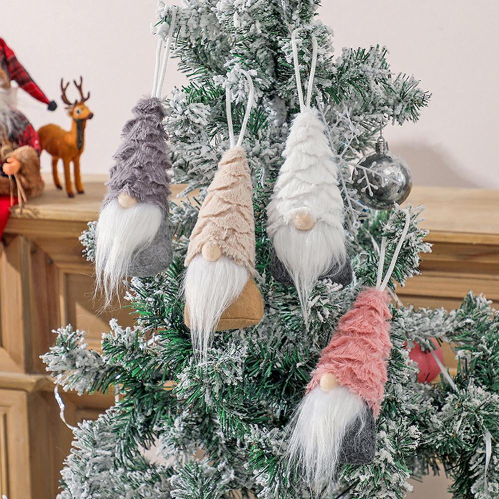 4Pcs Christmas Tree Hanging Ornaments Handmade Plush Santa Elf Home Decorations