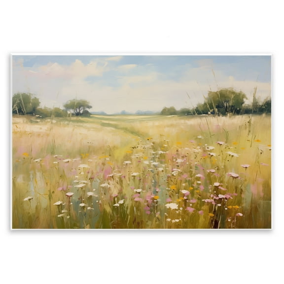 Stupell Industries Faded Wildflower Field Landscape & Nature Painting Unframed Art Print Wall Art, 15 x 10