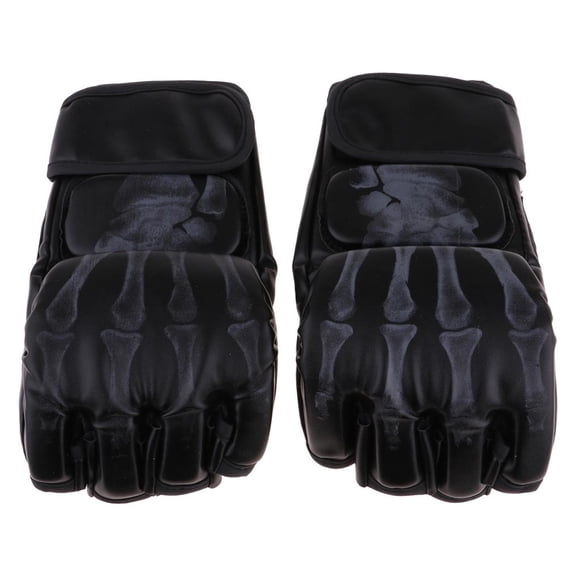 1 Par De Guantes De Boxeo De Medio De Combant Punzonado Muñequera - Negro2 DYNWAVEMX Mitad dedo guantes de boxeo
